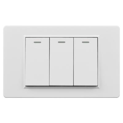 China White Color PC Wall Switch Panel 3 PC Wall Switch CE 118 Type GUA 10A Mode Residential/General Purpose Size Room Switch for sale