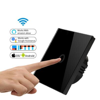 China Tempered Glass 1 Strip Switch WI-FI Crystal Glass Wireless Light Wall Electrical WiFi Switch for sale