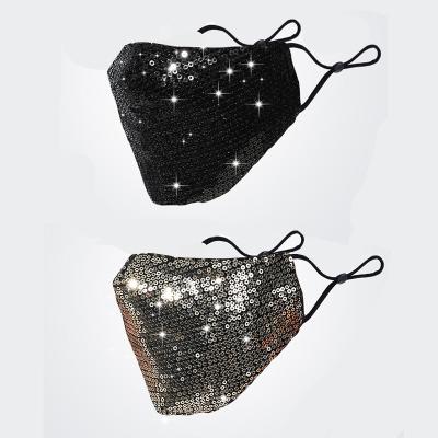 China Custom Unique Cotton Washable Fabric Sequin Sparkle Flashy Sequin Facemask for sale