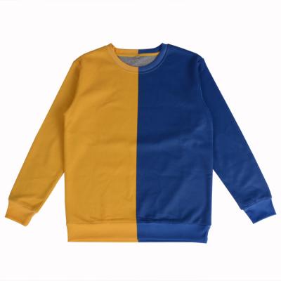 China Blue Yellow Plain Crew Neck Sweatshirt for sale