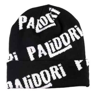 Cina Inverno su ordinazione Beanie Slouchy Knitted Hats Black degli uomini con il logo del jacquard in vendita