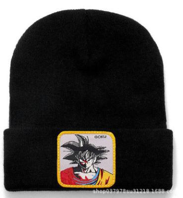 China Winter Knitted Anime Cartoon Beanies And Caps With Patch for sale