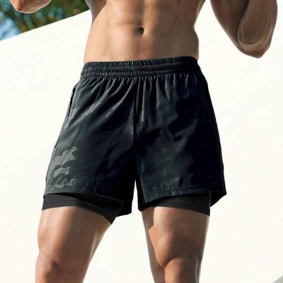 China Men'S 2 In1 Gym Shorts Workout Sports Nonwoven With Zip Pockets for sale