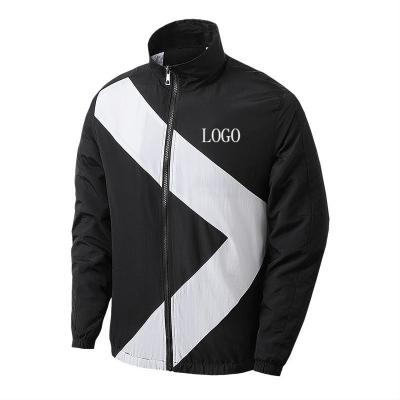 China Zip Up Color Block Hooded Windbreaker Running Track Men Varsity Jacket for sale