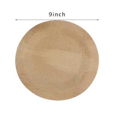 China Round Shape Disposable Bamboo 7/9/11 Inch Tray Food Compostable Biodegradable Disposable Serving Trays for sale