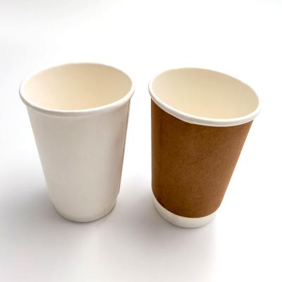 China Double Wall Biodegradable Disposable Kraft Paper Coffee Paper Cup With Lid for sale