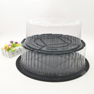 China Disposable plastic transparent cake packaging box dessert container birthday wedding party gift box supplies roll round cake box for sale