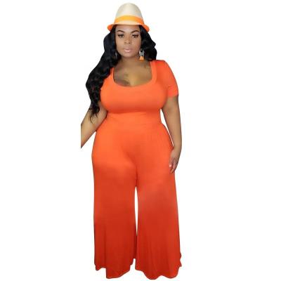 China Fashion wide leg high loose sexy QUICK DRY short sleeve plus size plus size women clothing one piece jumpsuit for sale