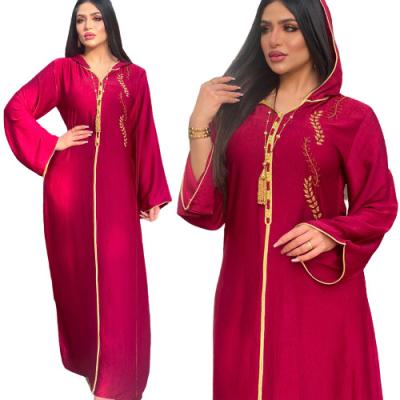 China New Design Women Dubai Muslim Arab Hooded Dress Long Sleeves Ethnic Clothing JD1536 for sale