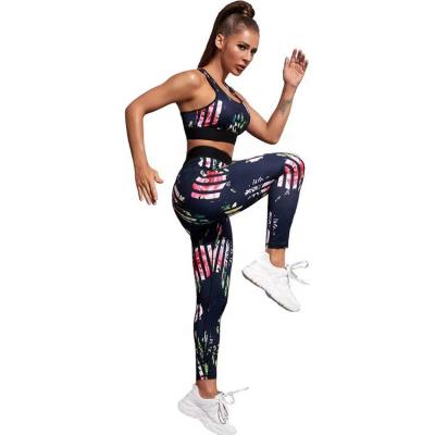 China New Design Breathable Yoga Clothes Fitness Sports Bra And Pants Sets Print Women Activewear Set for sale