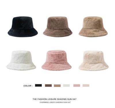 China Cute Casual Vintage Faux Rabbit Fur Girl Autumn Fisherman Hat Winter Lady Wool Cotton Fur Keep Fashion Baseball Cap Bucket Hat for sale