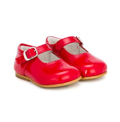 China Light Classic Mary Jane Buckle Flats Mirror Leather Girls Red Elegant Shoes for sale