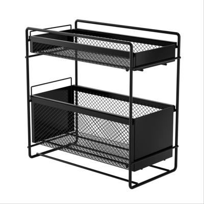 China Novelty Rack Can Be Used Anywhere Pull-out Kitchen Rack Double-Layer Storage Rack With Drawers for sale