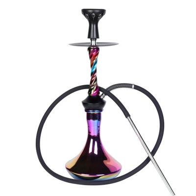 China Customized Shisha Aluminum Shape Twist Rainbow Colored Glass Hookah Colorful Hookah Aluminum Shisha for sale