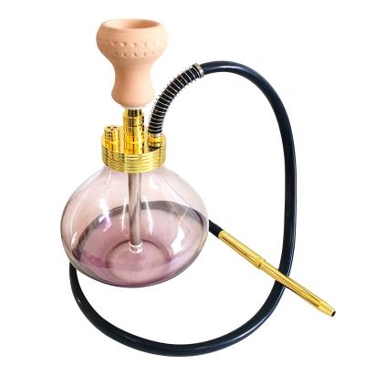 China New Arrival Aluminum Glass Bottle Color Shisha Glass Bottle Bottom Aluminum Round Hookah for sale