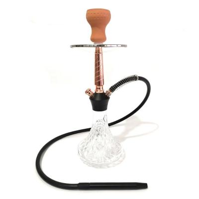 China Wholesale Glass Charcoal Aluminum Tray Shisha Glass Aluminum Hookah Mini Single Silicone Hose Shisha for sale