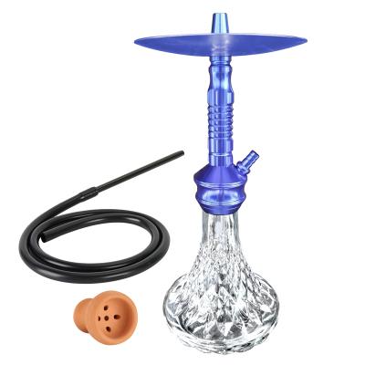 China Aluminum bottom transparent single pipe glass bottle Shisha stem aluminum hookah for sale