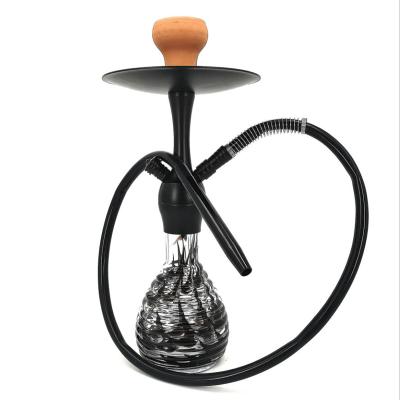 China New Arrival Aluminum Hookah Black Hookah Portable Smoking Clear Glass Vase for sale