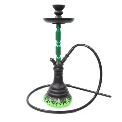 China New Arrival Aluminum Portable Smoking Hookah Set With Steady Glass Vase Aluminum Hookah Kit for sale