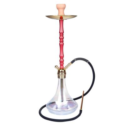 China Hookah Aluminum Aluminum Shaft Glass Bottom Single Hookah Set Metal Portable Red Hookah for sale