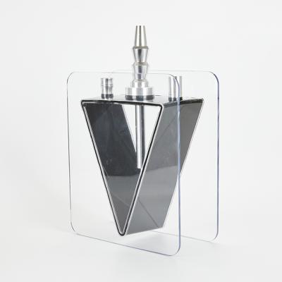 China Boxed Delta Shisha Hookah Acrylic Trilateral Acrylic Single Bowl Hose Transparent Cube for sale