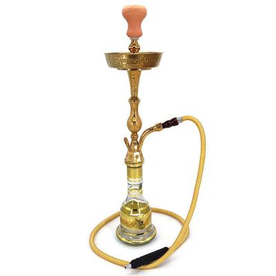 China Hot Selling Nargileh Zinc Hose Single Metal Zinc Hookah Golden PatternShisha Hookah for sale