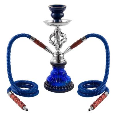 China Iron Hookah Set With Shiny Silver Chrome Plating Hookah Ceramic Double Shisha Bowl Hose for sale