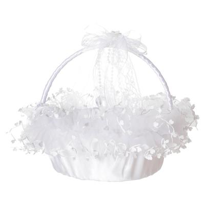 China European romantic new design western style wedding lace and bowknot flower bridal basket 5721 for sale