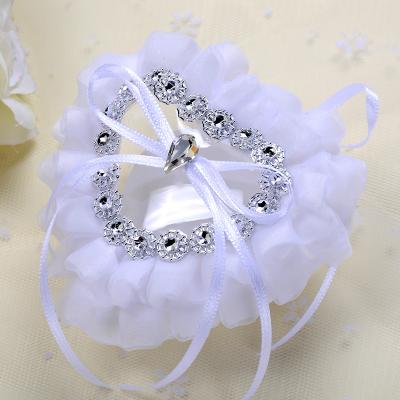 China Wedding Ring Bearer White Heart Shaped Wedding Pillow with Lace Ring Pillow for sale