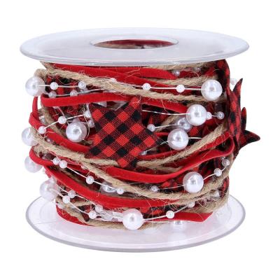 China DIY Christmas tree decorums Christmas red and black and white lattice star decoration sash Christmas tree decoration gift sash diy five-pointed black and white for sale