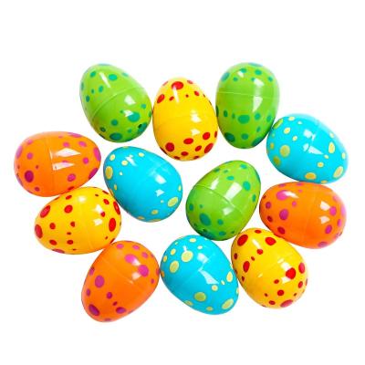 China Plastic Spot Easter Eggs 6*4.5 Suction Plastic Shells Open Printed Easter Eggs for sale