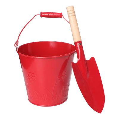 China Lightweight Metal Easter Gifts Bucket with Matching Spade Planters Pot Bucket for Plant and Flower Pot for sale