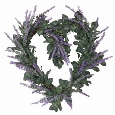 China Slik New Valentine's Day Door Hanging Lavender Wreath Household Living Room Wedding Lintel Heart Shaped Flower Hanging Door for sale