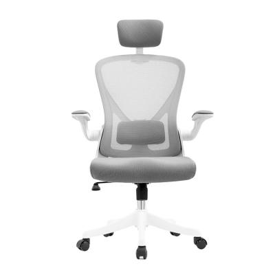 China Modern Comfortable Swivel Chair Mesh Chair Ergonomic Rotation Office With Foldable Armrest for sale