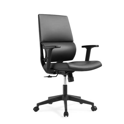 China Roomaison Mid Back Leather Revolving Computer Desk Chair With Height Adjustable Armrest for sale