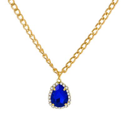 China Retro FASHIONABLE European and American micro zircon drop inlaid pendant necklace, niche design, light luxury, rhinestone clavicle n chain for sale