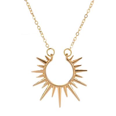 China FASHIONABLE European and New American Amazon Fashion Sunflower Alloy Necklace Vintage Metal Open Clavicle Chain for sale