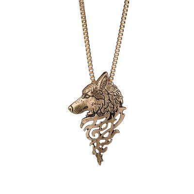 China NecklaceEurop European and American personality dominant original metal fashion necklace retro wolf head wolf sweater chain animal CLASSIC for sale