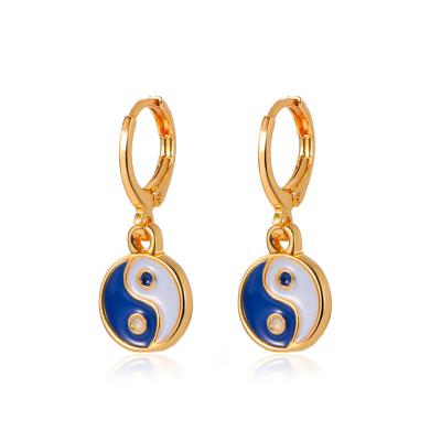 China New Fashionable European and American Metal Yin Yang Tai Chi Earrings Round Bagua EARRINGS for sale