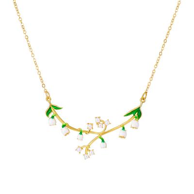 China CLASSIC Mori Bell Orchid Necklace Fashion Super Fairy Inlaid Pearl Drop Chandelier Flower Clavicle Chain for sale