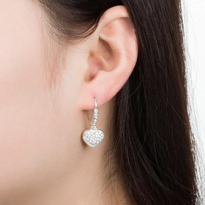 China TRENDY Europe and the United States simple fashion new full diamond love earrings peach silver plated ear jewelry wholesale for sale