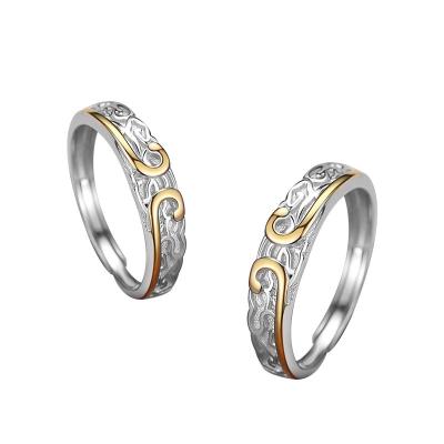 China CLASSIC lovers' rings loved in life S925 Sterling Silver a pair of exaggerated light Valentine's Day pairs of men's and women's rings for sale