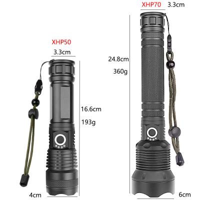 China 18650 Lumens 18650 Lumens Super Smart Waterproof Battery Self Defensive Usb Defensive Tactical Led Flashlight XPH50 for sale