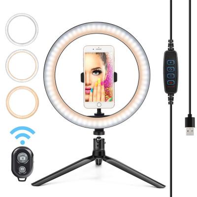 China Hot Sale PORTABLE 10 Inch Selfie Ring Lights With Tripod Stand Video Stick Led Ring Lamp Luz Ring Light For Phone Camera for sale