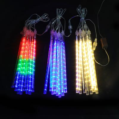 China Magic Fast Delivery 30cm 50cm Luz Solar Led Meteor Shower RGB Outdoor Light String 75cm for sale