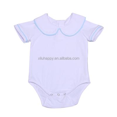 China Short Sleeve Baby Sleeeves Summer Boutique Baby White Unprinted Romper Short Sleeve Baby Romper for sale