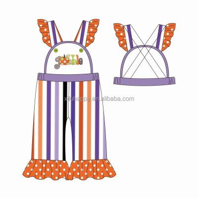 China Sleeevesless Autumn Boutique Baby Romper Purple Stripe Romper Flight Sleeve Romper for sale