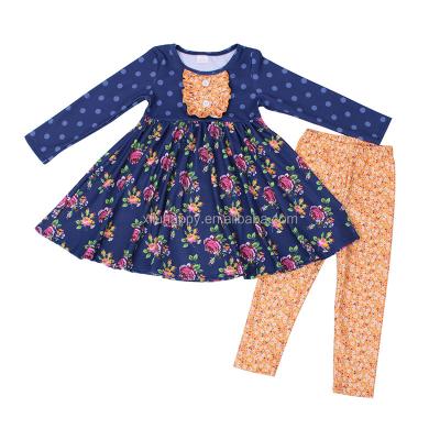 China Top-selling Children's Casual European and American Style Flower Printing Long Sleeve Girls Clothes Set for sale