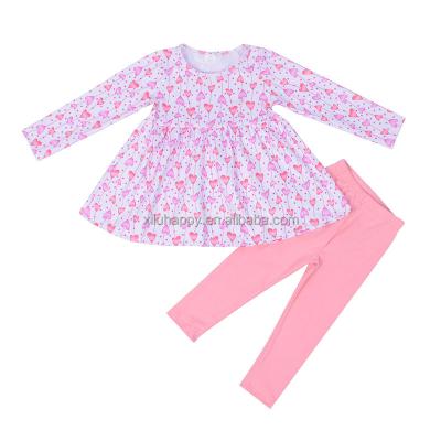 China Top-selling casual children's autumn and winter cute and sweet rose print girls' long-sleeved clothes set for sale