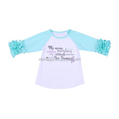 China New Fashion Breathable Boutique Wholesale Print Top Children Clothes Ruffle Long Sleeve Girls T-shirt for sale